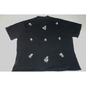 Y2k Liz Claiborne Embroidered Sweater Sz XL Mock Neck SS Fairy Cottage